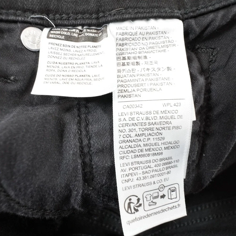 Levi's 318 Shaping Jeans Womens 29 Black Wide Leg Flare Stretch Mid Rise Y2K - Picture 10 of 13